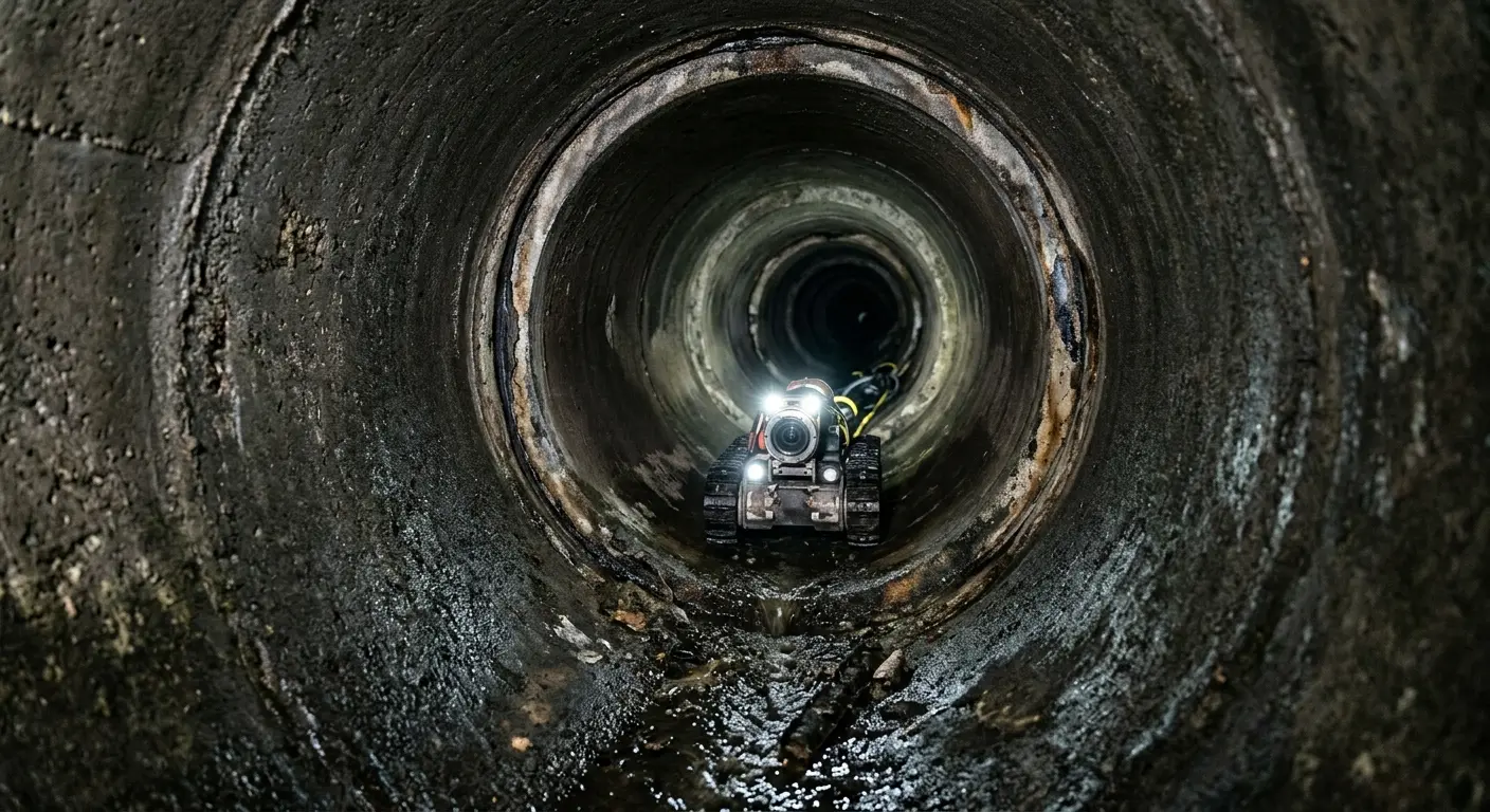 Robotic sewer camera inspecting pipe interior for Drain Snake Service in Dundee
